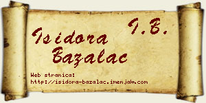 Isidora Bažalac vizit kartica